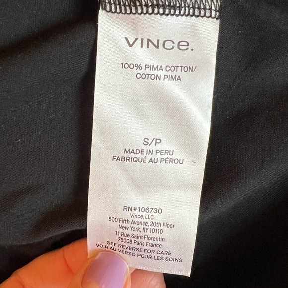 VINCE Black 100% cotton square neck belted midi dress size small - Picture 15 of 15